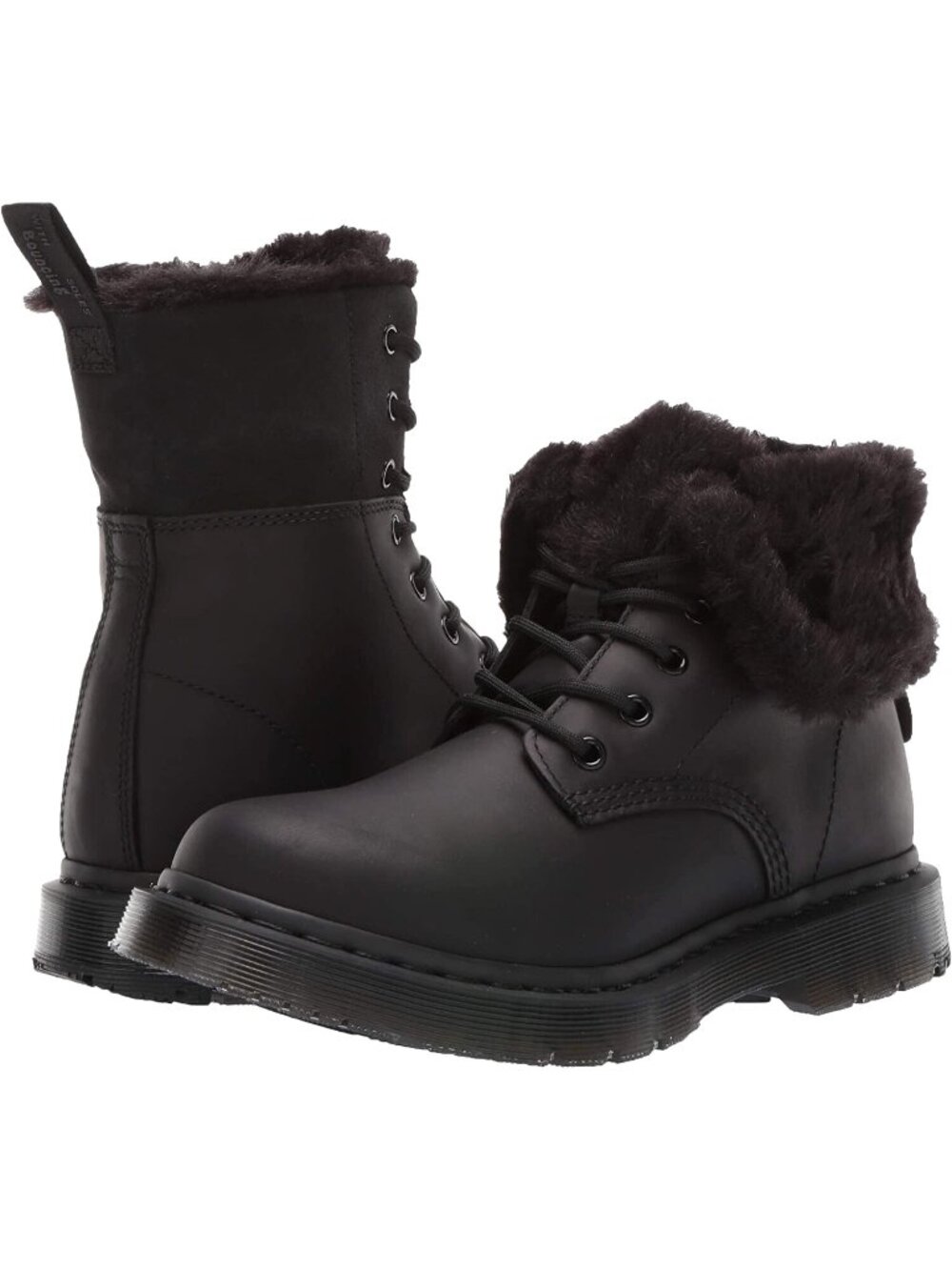 Dr. Martens 1460 Kolbert Womens Faux Fur Lined Boots Black Snowplow Leather US 5